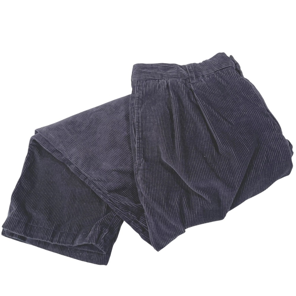 IZOD 34 Navy Blue Corduroy Pants Pleated Straight‎ Leg Vintage Grandpacore